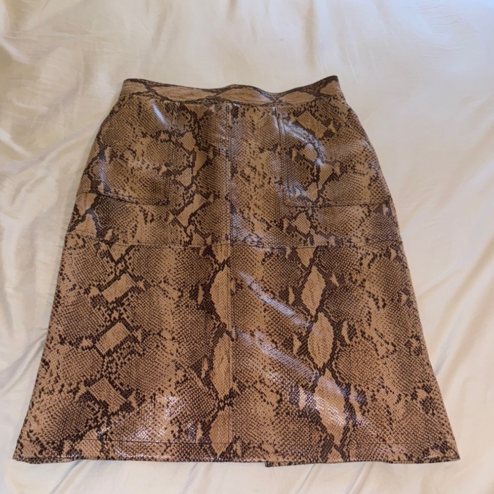 Tan and Brown A-Line Knee-Length Skirt for Night Out